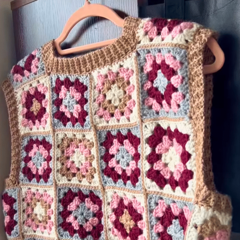 Colorful Crochet Granny Square Vest Pattern for Festival Fashion