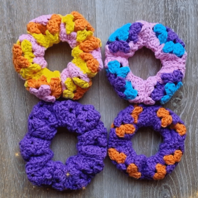 Stylish Crochet Granny Square Scrunchie For Your Hair Accessories
