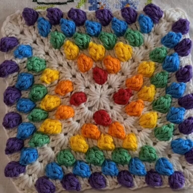 Chunky Textures Crochet Popcorn Stitch Square Pattern You’ll Love