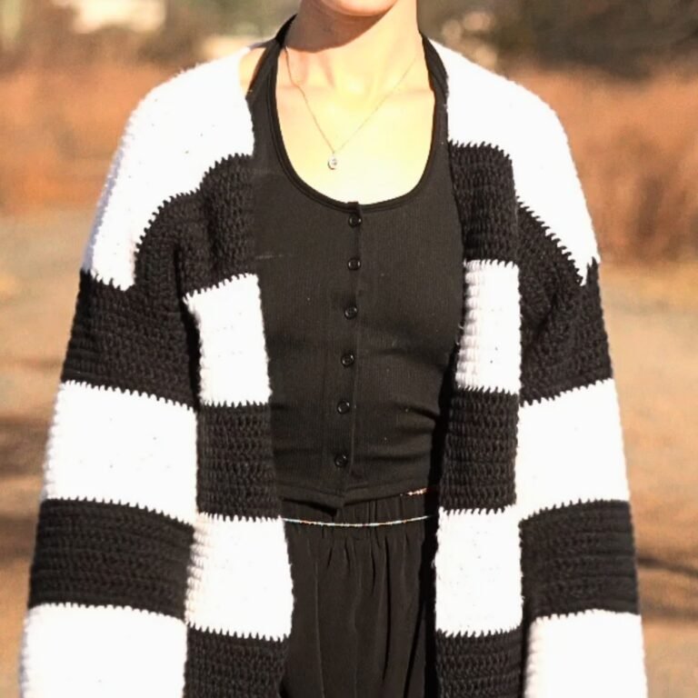 FREE Crochet Long Striped Oversized Cardigan Pattern – Cozy & Chic