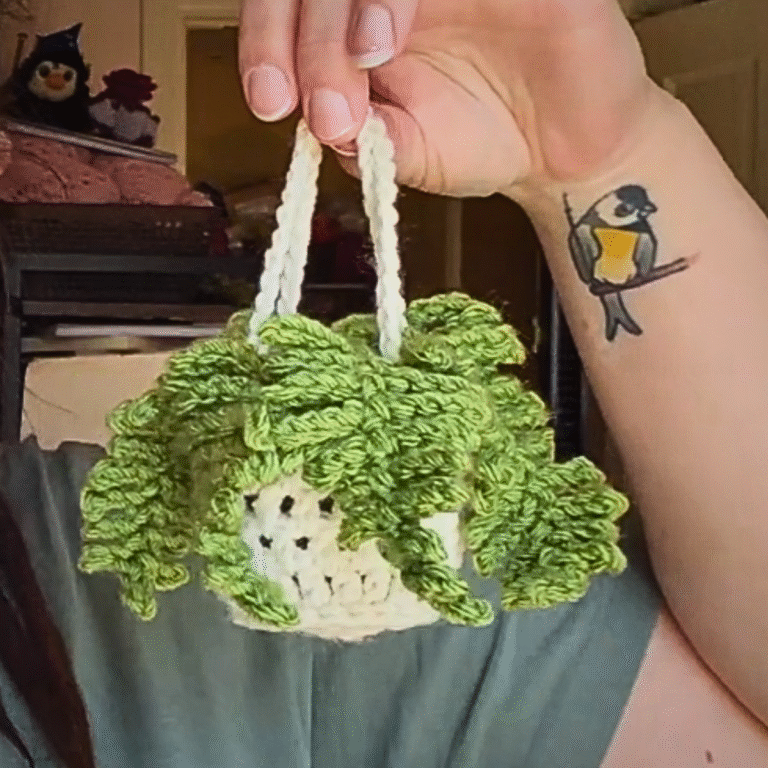 Aesthetic Crochet Car Fern Plant For Dashboard Decor