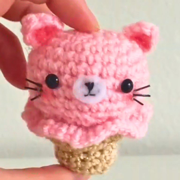 Sweet Crochet Kitty Ice Cream Amigurumi for Animal Lovers