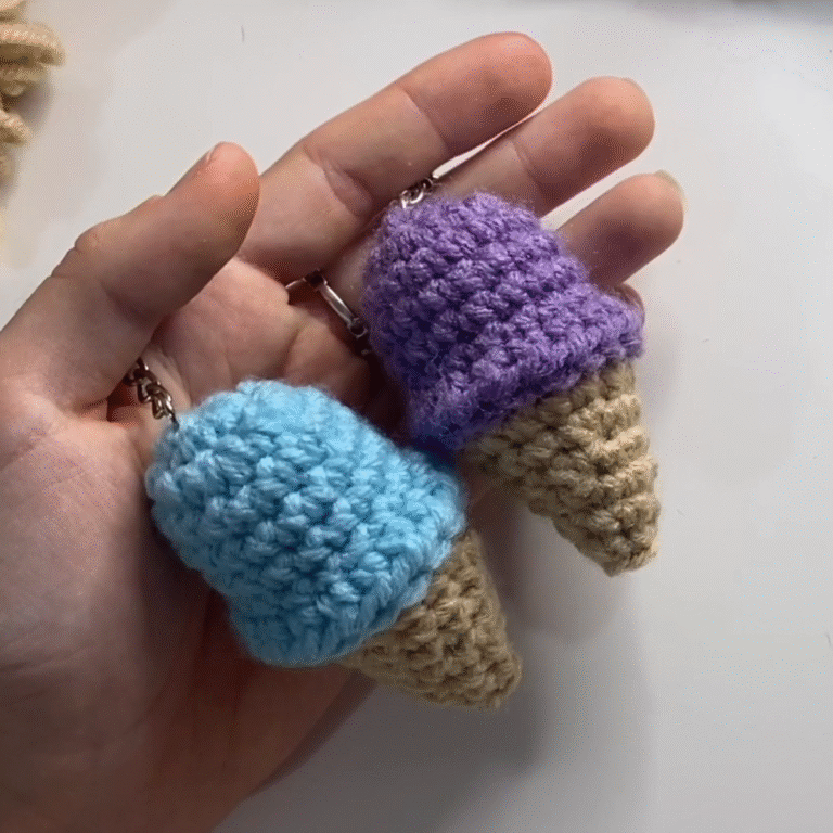 Dessert Charm Crochet Ice Cream Keychain for Stylish Decor