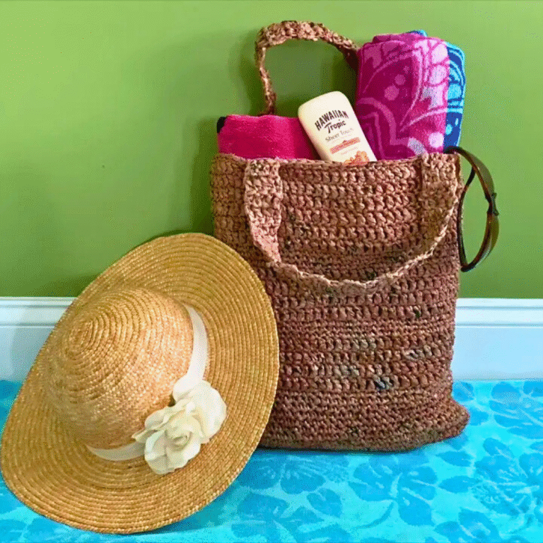 Reusable Crochet Plarn Plastic Bag For Going Shopping